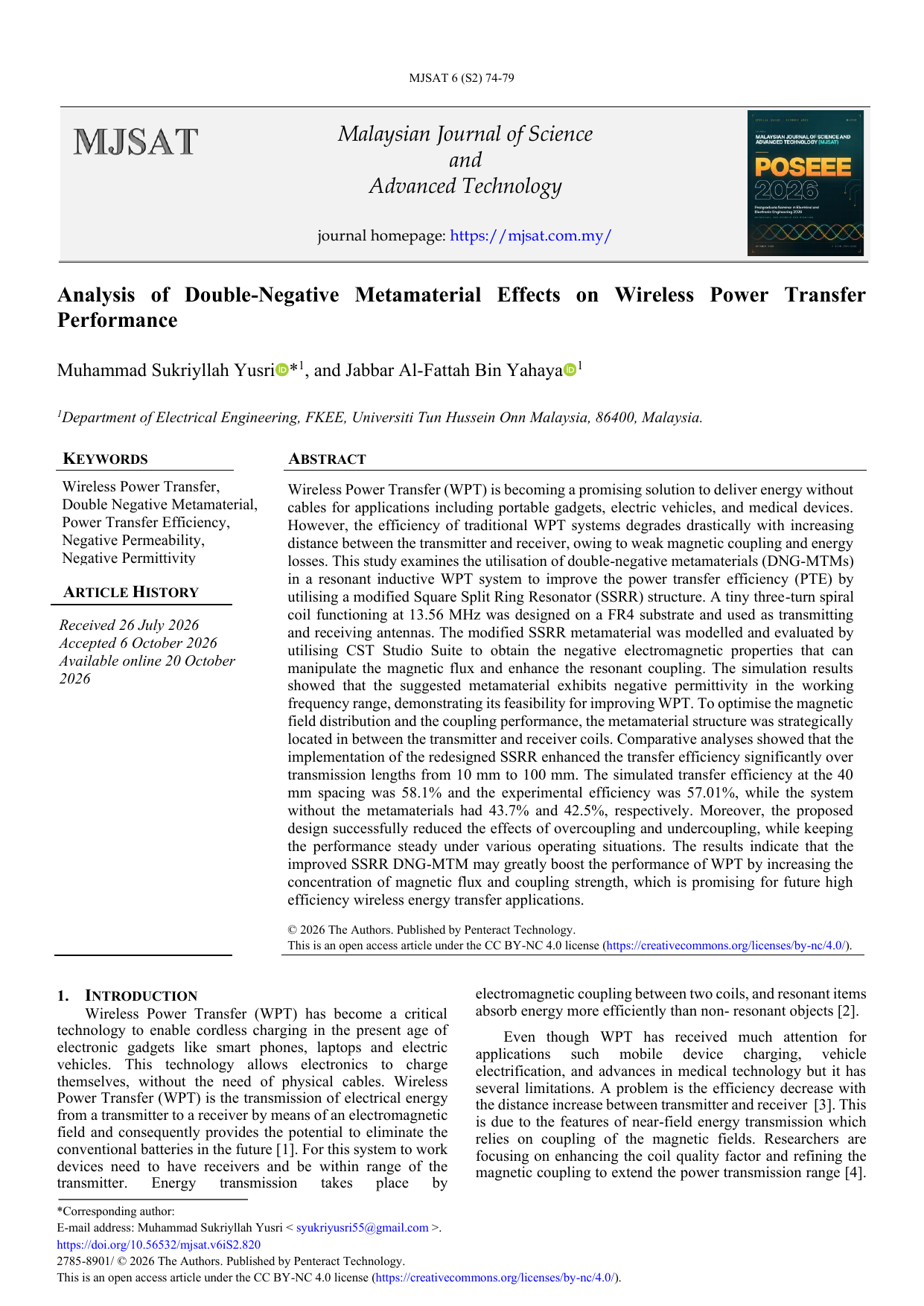 Analysis of Double-Negative Metamaterial Effects on Wireless Power Transfer Performance
