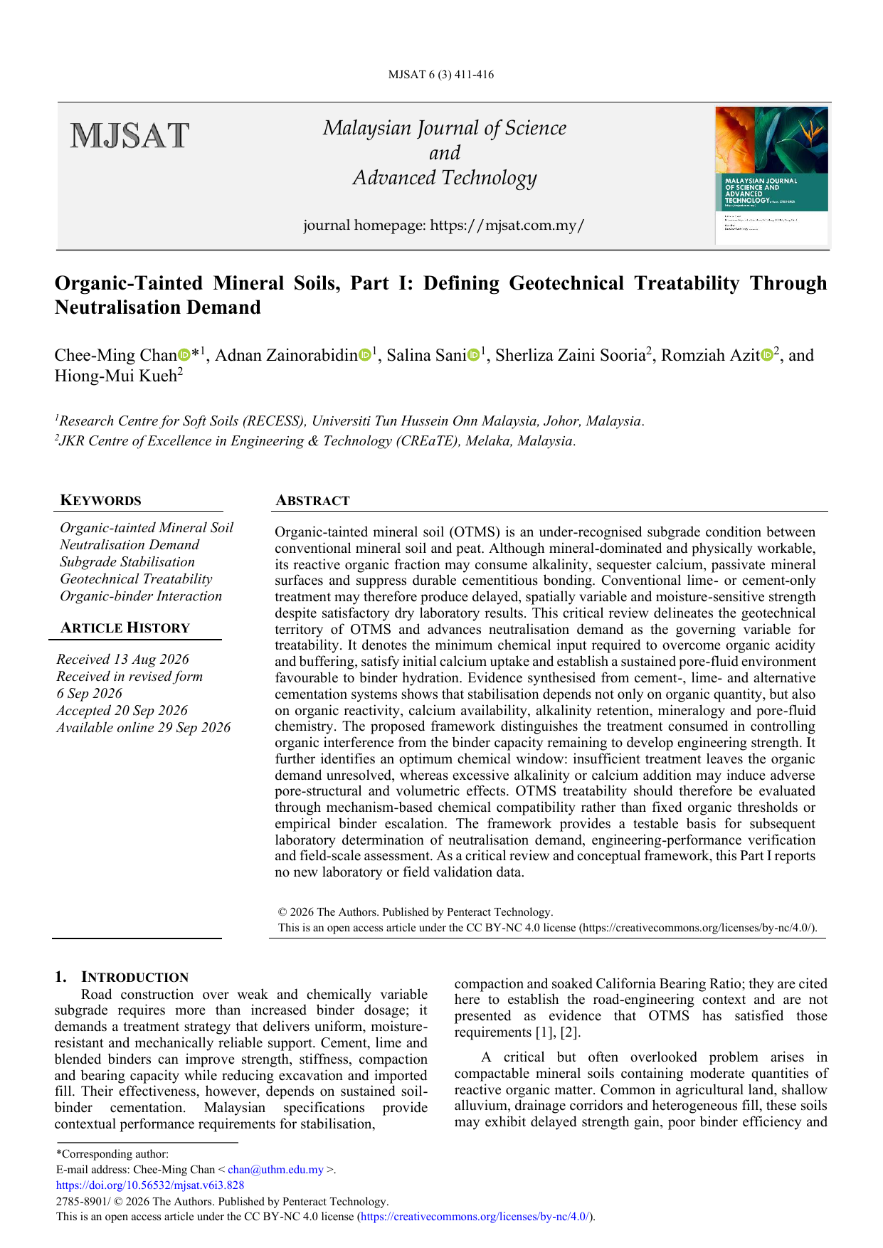 Organic-Tainted Mineral Soils, Part I: Defining Geotechnical Treatability Through Neutralisation Demand